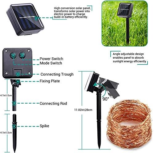 Lomotech Solar Fairy Lights Outdoor, 2 Pack Total 66ft 200 LED,Warm White | Solar String Lights Waterproof 8 Modes Twinkle Lights for Outdoor, Patio, Garden, Yard, Party, Wedding, Tree Decoration