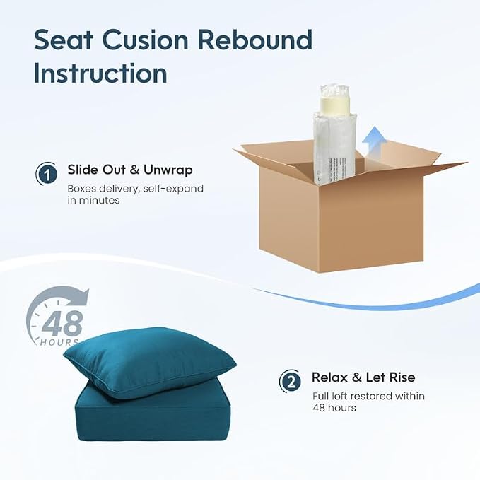 Luxury 22*24*6in Outdoor Patio Cushions, 4 Pieces Malachite Outdoor Cushion | 6'' Thick Outdoor Cushions, Water-Resistant, Reversible, Removable Cover, for Patio Chairs Sofa Couch Loveseat