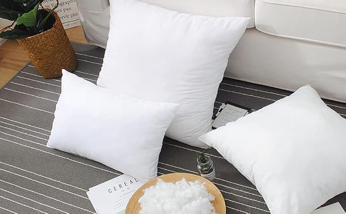 ACCENTHOME Outdoor Pillow Inserts 18 x 18 (Pack of 4) Waterproof Hypoallergenic Sham Stuffer | White Square Water Resistant Throw Pillows Insert | Decorative Pillow Filler Forms for Patio, Chair | Outdoor & Waterproof Material, Premium pillow inserts s...