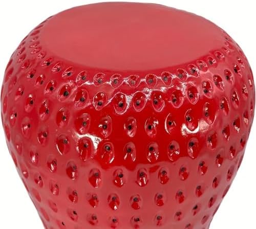 Strawberry Fruit Stool, 13.4" Oversized Resin Side Table, Indoor Outdoor Plant Stand, Waterproof Garden Decoration, Multi-Purpose Kids Seat & Patio Furniture (Strawberry Red)
