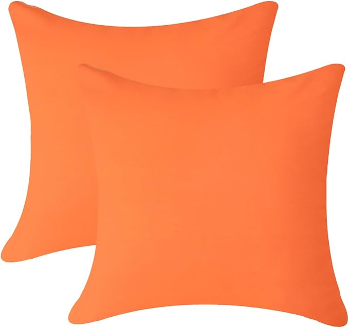 Pack of 2 Outdoor Waterproof Pillow Covers Decorative Throw Pillow Covers Furniture Cushion Cases Spring for Chair Patio Garden Couch Tent Balcony Sofa, Orange, 16"x24"