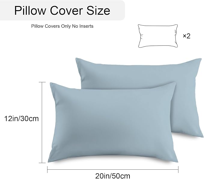 Sky Blue Outdoor Pillow Covers 20x12 Inch Lumbar Pillow Covers Set of 2 Waterproof Decorative Throw Pillow Cases Modern Pure Winter Sky Blue Cushion Covers for Patio Furniture Garden Couch Sofa