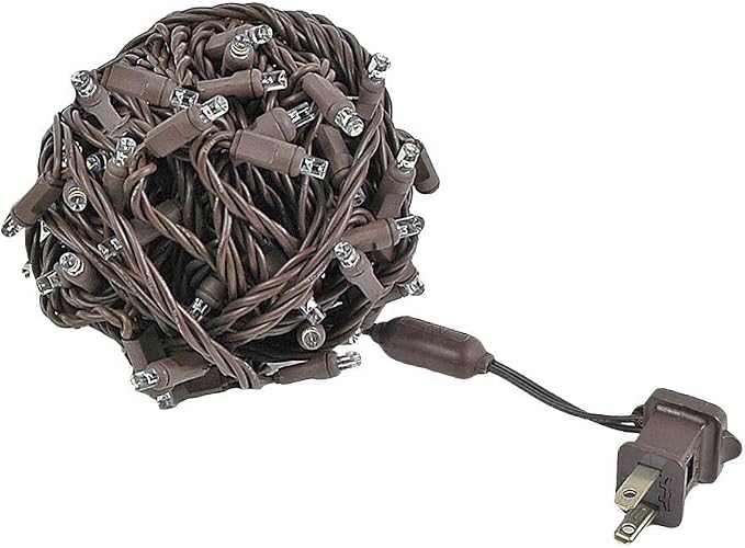 Novelty Lights 34ft 100 LED Warm White Christmas String Lights, Brown Wire