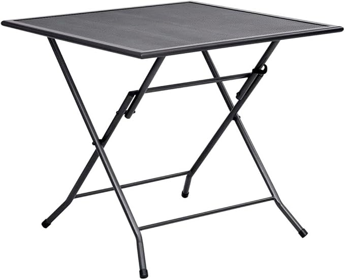 BOWERY HILL 3-Piece Steel Square Patio Dining Set, Anthracite Gray, Powder-Coated Finish, Weather Resistant, Foldable Space-Saving Design, Adjustable Backrest, Indoor/Outdoor Dining Room Furniture