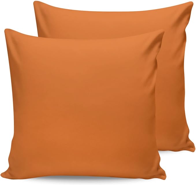 Outdoor Waterproof Pillow Covers for Patio Furniture Bright Orange Decorative Throw Pillow Cover Solid Color Pillowcases Set of 2 Cushion Case for Sofa Couch Chair Home Decor 18x18 inch x 2pcs