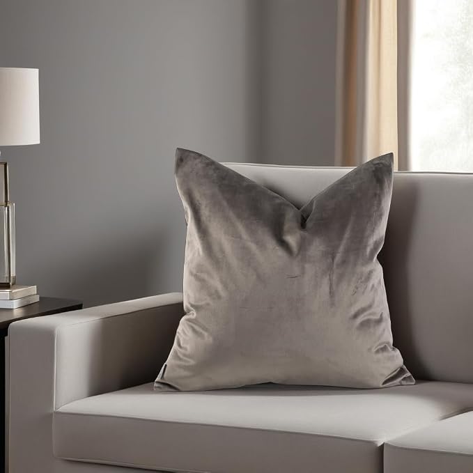 Howard Elliott Collection Fluffy Square Throw Pillow, Premium Stuffer Decorative Comfortable Sleeper Cushion, Soft Square Pillow Insert for Bedroom, Couch & Sofa, 20 x 20 Inch, Bella Pewter
