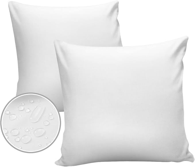 White Outdoor Pillow Covers 18 x 18 Inches, Modern Simple White Backdrop Waterproof Throw Pillow Cover Set of 2, Home Decorative Square Cushion Covers for Patio/Tent/Couch/Garden