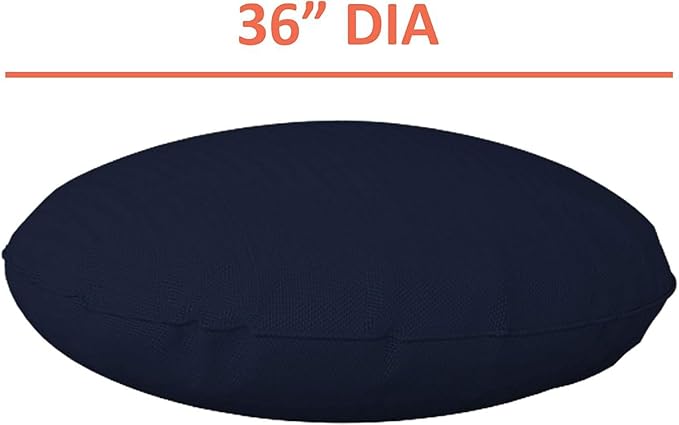Covers & All Round Pillow Cover, Weather & UV Resistant Water Repellant Protector for Pillows Home Office Living Room Decor Chair Sofa Couch, with Zippers (36" Dia, Navy Blue)