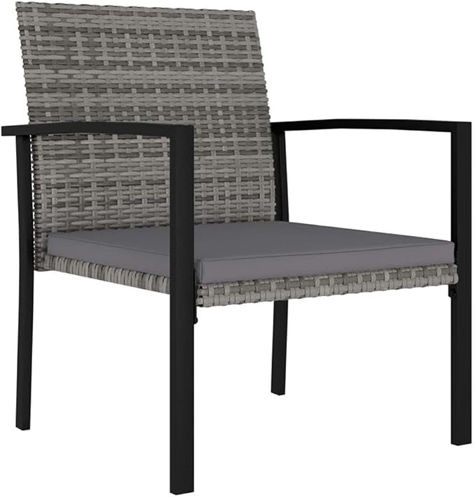 Afuera Living 7-Piece Patio Dining Set, Powder-Coated Steel Frame with Poly Rattan, Gray and Black Cushions, Rectangular Table, Removable Covers, Modern Outdoor Furniture for Garden or Terrace