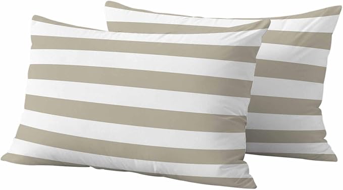 JasmineM Outdoor Pillow Cover 12x20 Inches Set of 2 Tan and White Stripe Waterproof Throw Pillow Covers Taupe Tan Brown Stripes Decorative Pillowcases Garden Cushion Case for Patio Couch Sofa