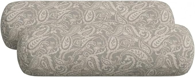 RSH DECOR: Neck Roll Pillows Set of 2 | 20” x 6” | Outdoor Bolster for Patio, Deck, Porch, or Poolside Furniture | Water & Fade-Resistant | Made in USA (Ayideal Fossil)