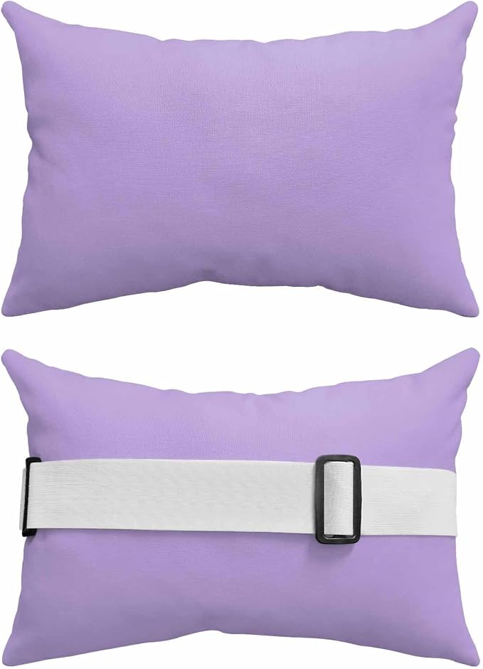 DecorLovee Purple Outdoor Recliner Pillows for Head, Modern Pure Lavender Waterproof Chair Pillow with Elastic Stripe, Farmhouse Chaise Lounge Headrest Pillow for Patio/Beach/Pool 2Pack, 11"x16"