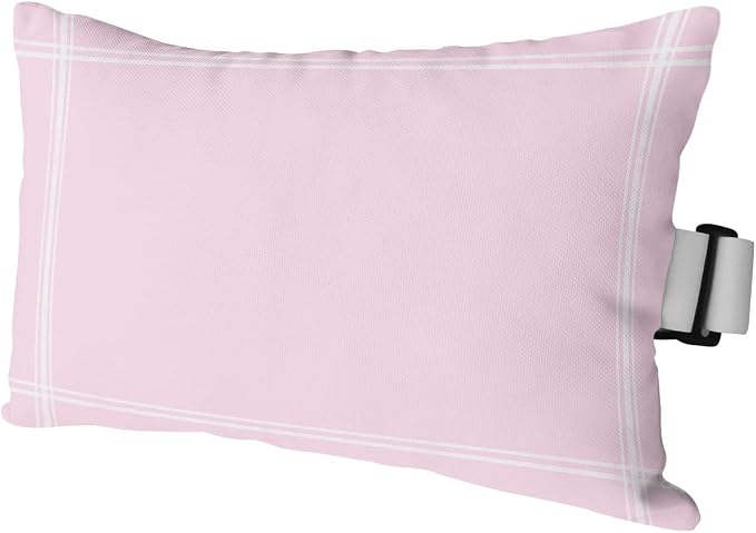 T&H XHome Outdoor Pillow for Chaise Lounge Chair, Solid Color Pink Waterproof Headrest Pillow Lumbar Pillows with Insert & Adjustable Elastic Strap for Beach, Poolside, Patio, Office (1 Pack)