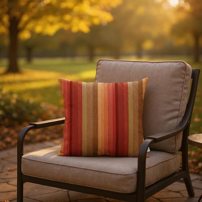 RSH DECOR: Sunbrella Square Throw Pillows Set of 4 | 24" x 24" | Water and Fade-Resistant Performance Fabric | Outdoor Pillow Covers with Down-Alternative Inserts | Astoria Sunset