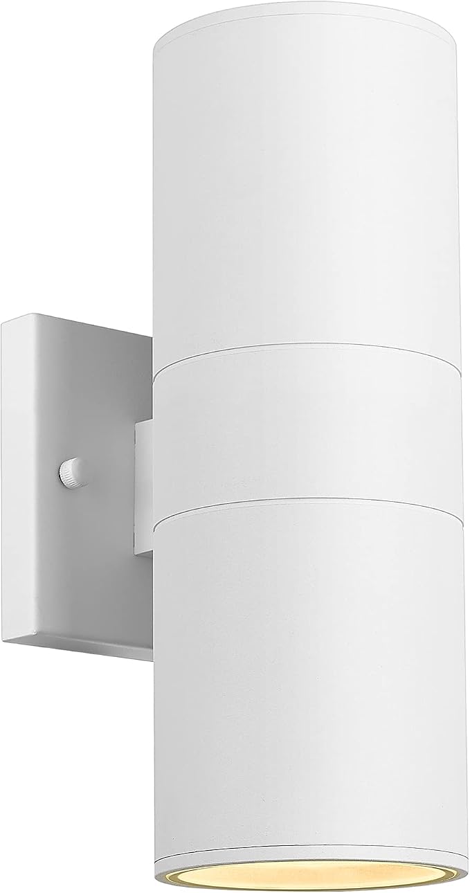 Ken & Ricky Cylinder Outdoor Wall Sconce Lights,Up and Down,White,1 Pack | Aluminum Waterproof Outdoor Wall light,No Glare,Exterior Lighting Fixtures,E26 Base，For Porch House Garage Front Door Patio