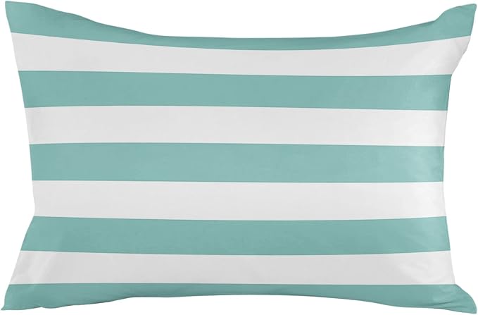 Lumbar Throw Pillow Covers 12x20 Outdoor Waterproof Pillow Covers for Patio Furniture Solid Striped Decorative Throw Pillow Cover Teal Blue Pillowcases Set of 2 Cushion Case for Sofa Couch Chair Home