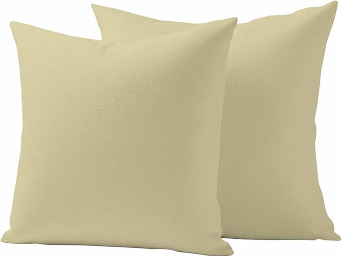 Outdoor Pillow Covers 18 x 18 Inches, Yellow Solid Color Waterproof Throw Pillow Cover Set of 2, Aesthetics Contemporary Luxury Decorative Square Cushion Covers for Patio/Couch/Garden