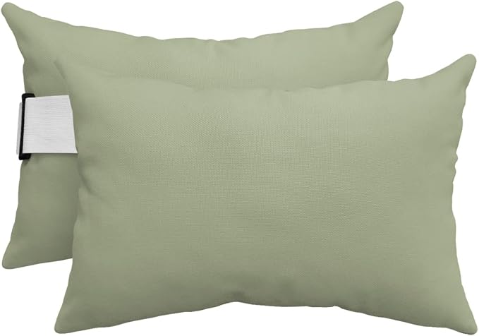 DecorLovee Sage Green Outdoor Recliner Pillows for Head, Modern Sage Green Waterproof Chair Pillow with Elastic Stripe, Farmhouse Chaise Lounge Headrest Pillow for Patio/Beach/Pool 2Pack, 11"x16"