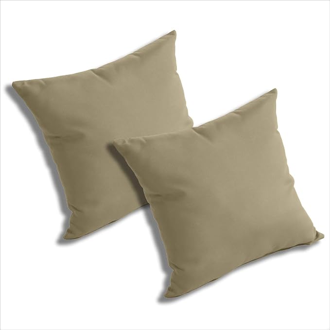 Comfort Classics Set of 2 Sunbrella Outdoor/Indoor Throw Pillows Inc. (Antique Beige)