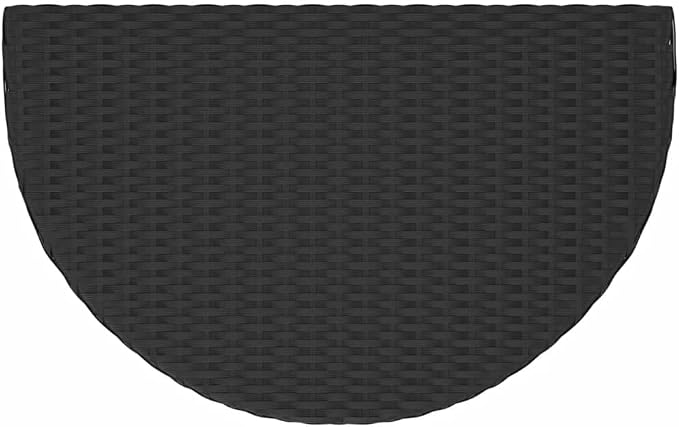 Wicker Half-Moon Patio Table, Half-Round Rattan Bistro Table, Black 31.5"x19.7"x29.5" Poly Rattan, -284