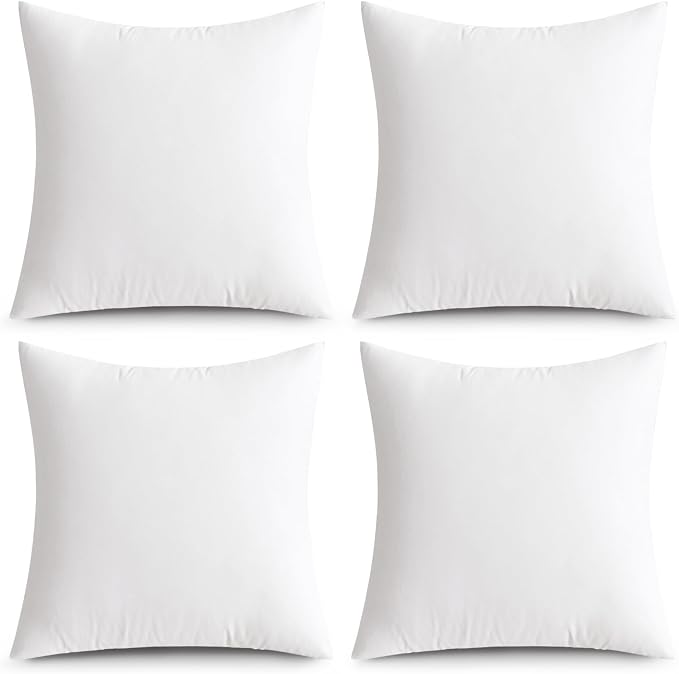 MIULEE 24x24 Euro Outdoor Pillow Inserts, Pack of 4 Waterproof Pillows | Decorative Throw Pillows, Garden Pillow Form for Patio Sofa Couch