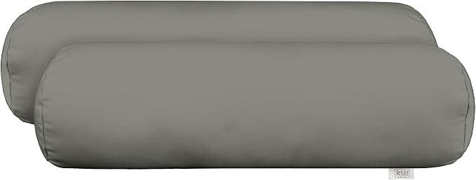 RSH DECOR: Sunbrella Neck Roll Bolster Pillows Set of 2 | 20” x 6" | Water and Fade-Resistant Performance Fabric | Outdoor Support Pillows for Patio Furniture | Canvas Charcoal - Made in USA