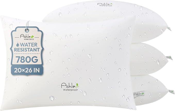 Ashler Outdoor Waterproof Pillow Inserts - 20 x 26 Pillow Inserts Set of 4, Water Resistant Patio Furniture Pillows Decorative for Garden, Hypoallergenic Lumbar Pillow for Sofa Couch
