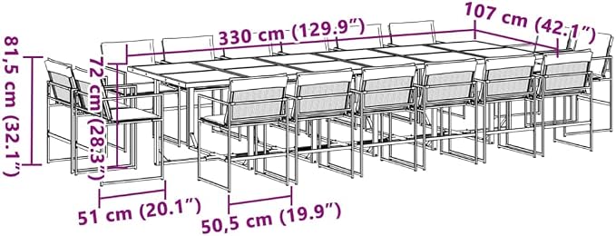 17 Piece Patio Dining Set with Cushions Black Textilene Outdoor Furniture for 8 People Garden Table and 16 Folding Chairs Tempered Glass Top UV Resistant