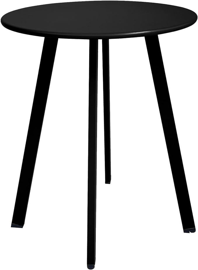 Meluvici Outdoor Side Table, Weather Resistant Patio Small Side Table Outdoor Indoor Round Metal Steel Small Table, Waterproof End Table for Garden Balcony Yard, Black