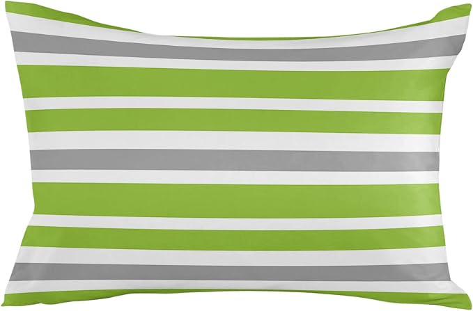 Outdoor Waterproof Lumbar Throw Pillow Covers Set of 2 Grey Green Stripes Decorative Outdoor Pillows Cushion Case 20x12 Inch Classic Striped Patio Pillows for Couch Sofa Bed Garden Home Decor