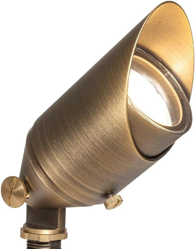 VOLT 12V Top Dog Outdoor Spotlight (Bronze) & 5W 3000K MR16 LED Bulb | Solid Cast Brass Construction, 400 Lumens of Modern White Light, Ideal for Yard, Lawn, Garden, Trees & House