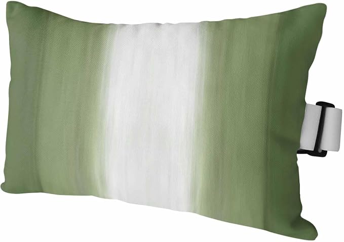 Outdoor Lumbar Pillow Set of 1, Dark Green Striped Waterproof Beach Headrest Pillow with Inserts, Green White Ombre Farmhouse Gradient Recliner Throw Pillows for Patio Furniture, 12 x 20