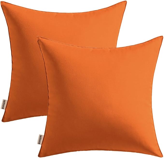 MIULEE Decorative Outdoor Waterproof Pillow Covers 20x20 Burnt Orange | Decorative Patio Furniture,Pack of 2,Accent Square Soild Throw Pillow Covers,Summer Garden Tent Couch Sofa