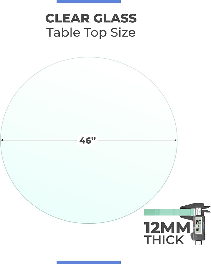 46 Inch Round Tempered Ogee Polished Edge Glass Table Top -1/2” Thick Round Glass Table Top–Heavy Duty, Dining, Coffee, and Office Tables by Fab Glass and Mirror