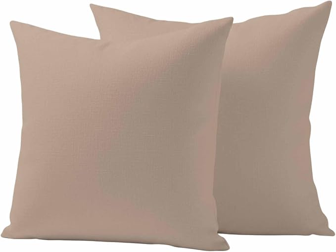 Outdoor Pillow Covers 16 x 16 Inches, Beige Solid Color Waterproof Throw Pillow Cover Set of 2, Aesthetics Contemporary Luxury Decorative Square Cushion Covers for Patio/Couch/Garden