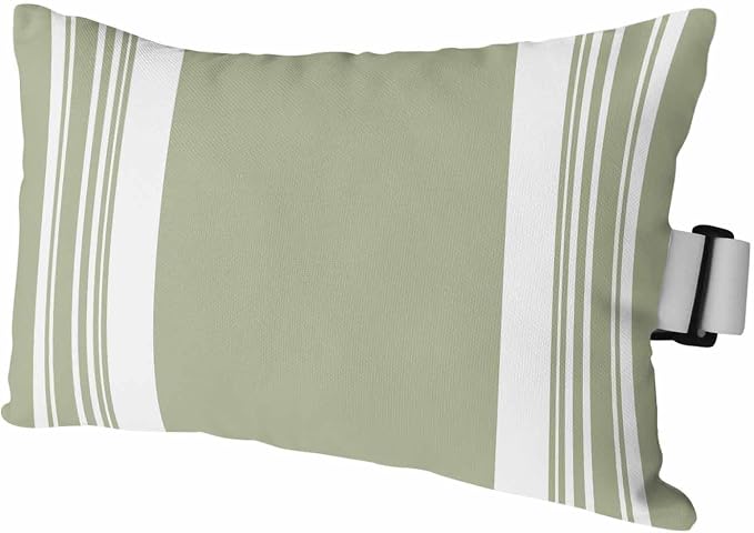 Outdoor Lumbar Pillow Set of 1, Farmhouse Sage Green Waterproof Beach Headrest Pillow with Inserts, Aesthetic Modern Line Striped Recliner Throw Pillows for Patio Furniture, 12 x 20