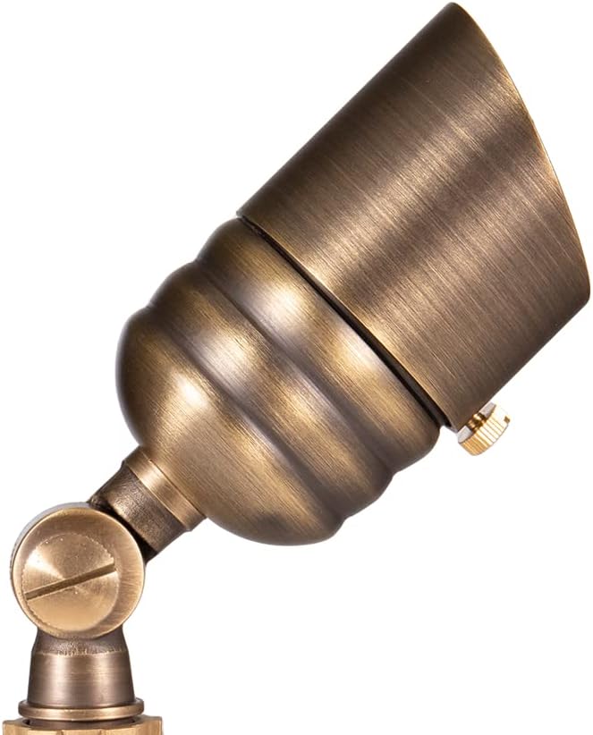 VOLT Fat Boy 12V Brass Outdoor Mini Spotlight (Bronze) with 5W 2700K Warm White 400 Lumen MR16 LED Bulb for Low Voltage Landscape Lighting of Yard, Lawn, Garden, Patio, Trees & House