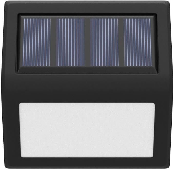 Solar Lights Outdoor, Waterproof Solar Powered Deck Step Lights for Patio Garden Backyard Garage Driveway Pathway Outside Wall Lighting (Cool White, 2 Pack)