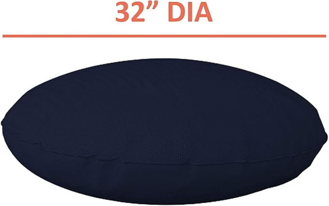 Covers & all Round Pillow Cover, Weather & UV Resistant Water Repellant Protector for Pillows Home Office Living Room Decor Chair Sofa Couch, with Zippers (32" Diameter x 5" H, Navy Blue)