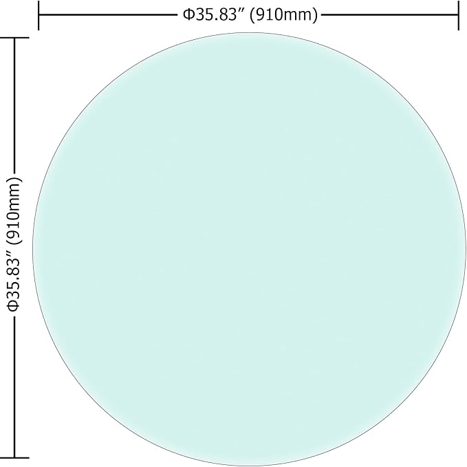 36" Round Glass Table Top - 1/2" Thick Beveled Edge Tempered Glass, Replacement Glass Table Top for Kitchen/Patio Table