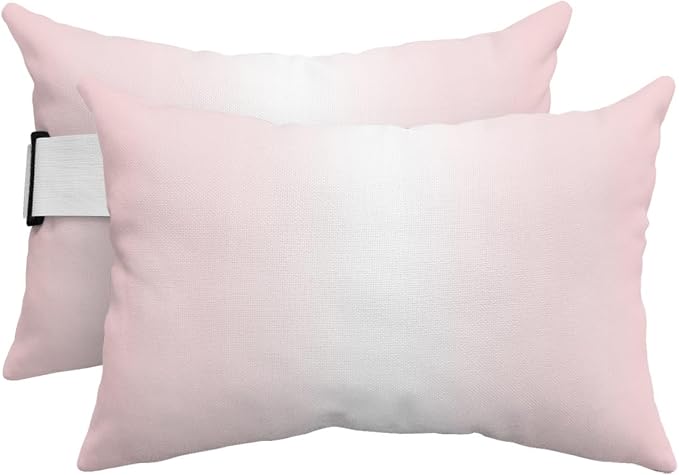 Pack of 4 Outdoor Lumbar Pillow Covers 12x20 Inch, Pink Ombre Waterproof Throw Pillow Covers Set, Aesthetics Modern Abstract Art Gradient Indoor&Outdoor Decorative Cushion Cases for Patio Porch Car