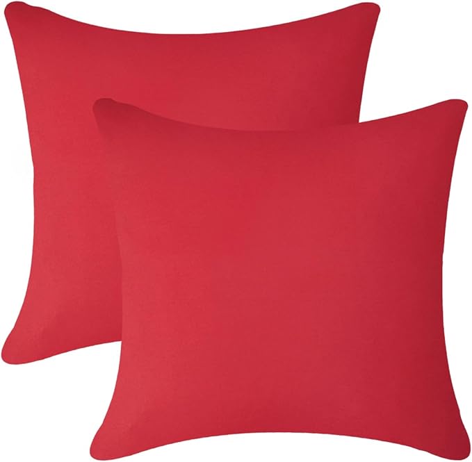 Pack of 2 Outdoor Waterproof Pillow Covers Decorative Throw Pillow Covers Furniture Cushion Cases Spring for Chair Patio Garden Couch Tent Balcony Sofa, Red, 16"x16"