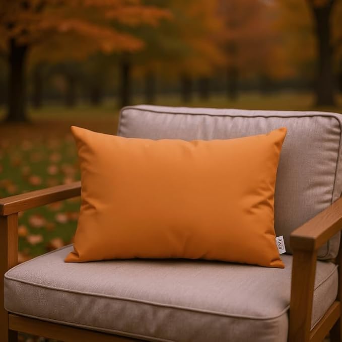 RSH DECOR Sunbrella 26" x 16" Lumbar Throw Pillows Set of 4 | Water and Fade-Resistant Performance Fabric | Outdoor Pillow Covers with Down-Alternative Inserts | Made in USA (Canvas Tuscan Orange)