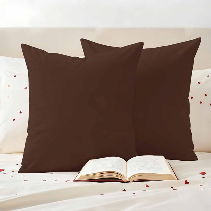 Outdoor Pillow Covers 18 x 18 Inches, Brown Pure Color Waterproof Throw Pillow Cover Set of 2, Aesthetics Contemporary Luxury Decorative Square Cushion Covers for Patio/Couch/Garden