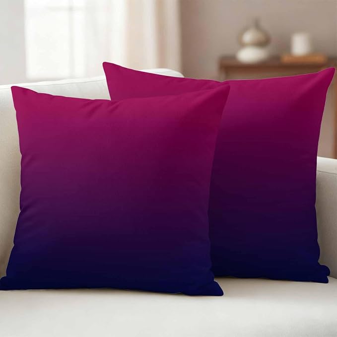 Outdoor Waterproof Pillow Covers Purple Burgundy Red Ombre Throw Cushion Case, Modern Color Gradient Pillowcase for Bed,Sofa,Couch, Patio Furniture, 18x18in, 2Pack Decorative Pillows Protector