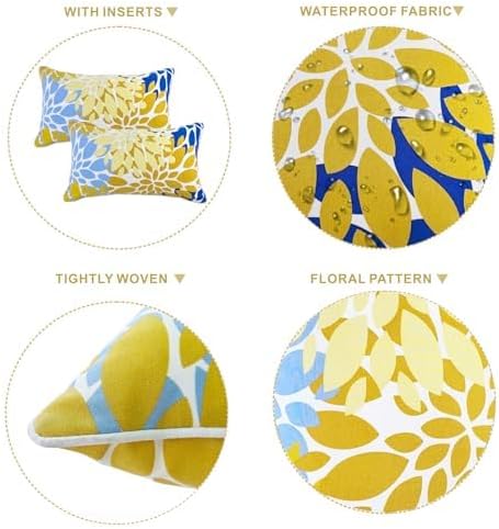 Outdoor Lumbar Pillows Decorative Pillows with Insert Included | 12x20 Outdoor Pillows Set of 2 Outdoor Pillows covers Waterproof Patio Pillows for Outdoor Furniture