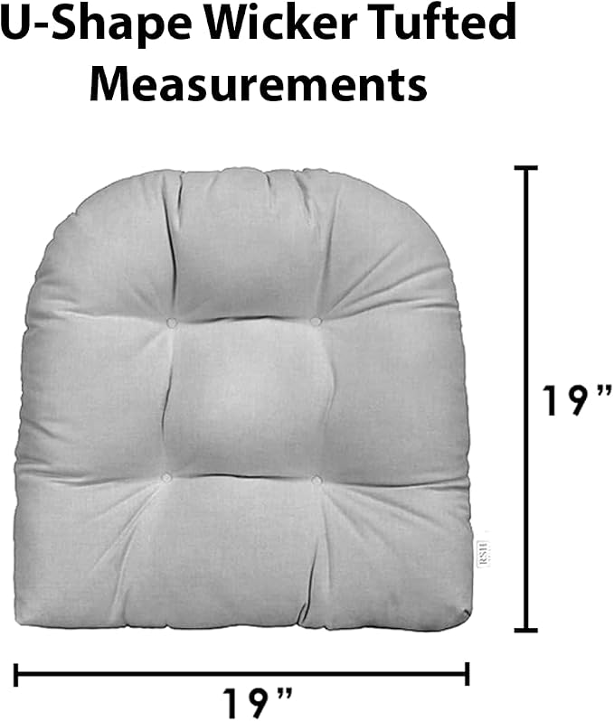 RSH DECOR: Sunbrella Play Tufted Wicker U-Shape Cushions Set of 2 | 19” x 19” | Water and Fade-Resistant Performance Fabric | Outdoor Seat Cushions for Patio Furniture | Play Oat