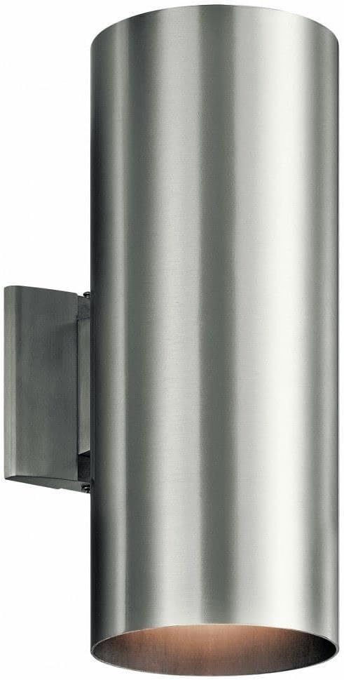 Kichler 9246BA Two Light Indoor/Outdoor Wall Mount, Brushed Aluminum, 15"