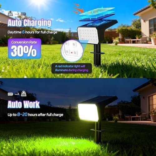 Solar Spot Lights Outdoor RGB Color Changing, 10 Pack, 28 LED | IP67 Waterproof, 7 Modes Auto On/Off, for Yard Garden Pathway Walkway Tree Patio Driveway