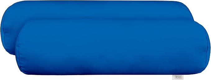 RSH Décor Sunbrella Neck Roll Pillows – Set of 2 | 20” x 6” | Outdoor Coastal Bolster for Patio, Deck, Porch, Beachhouse, or Poolside Furniture | Water & Fade-Resistant| Canvas Pacific Solid Blue
